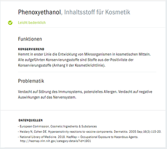 Phenoxyethanol CodeCheck Nachweis